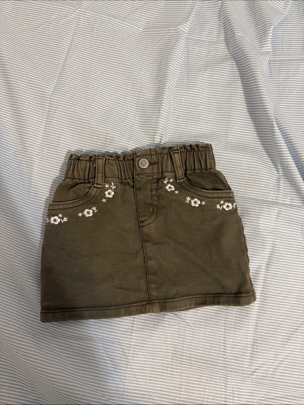 Girls Olive Floral Embroidered Skirt - Brand: